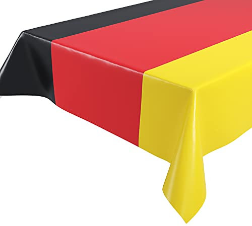 BEAUTEX Wachstuchtischdecke Deutschland Flagge, Fahne, abwischbar Garten Tischdecke RUND OVAL ECKIG, Größe wählbar (Eckig 140x180 cm)