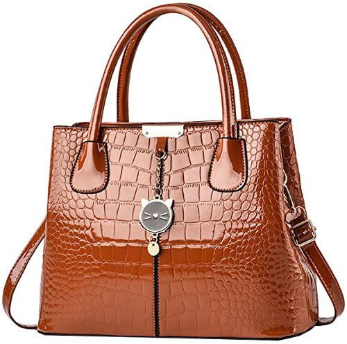 NIYUTA Donna Borse a mano moda vernice casual Borse a spalla Borse a tracolla Borse Tote Giallo naturale