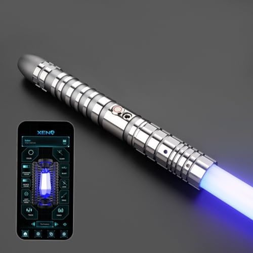 G4E Lightsaber with Bluetooth App Age 14+, Smooth Swing, 16 Sound fonts, Infinite RGB Colour Change, Motion Control. Upgraded RGB v3.0. Light Saber For Adults and Cosplay. (2-Tone RGB (Grey))