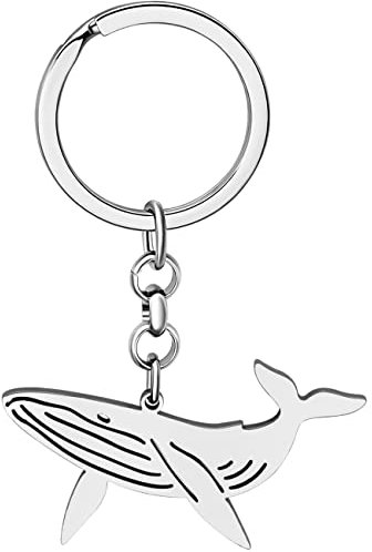 LONYOO Eleganter Ozean Wal Schlüsselanhänger Schmuck Edelstahl Wal Geschenke für Frauen Mädchen Autoschlüssel Charms (Versilbert 076)