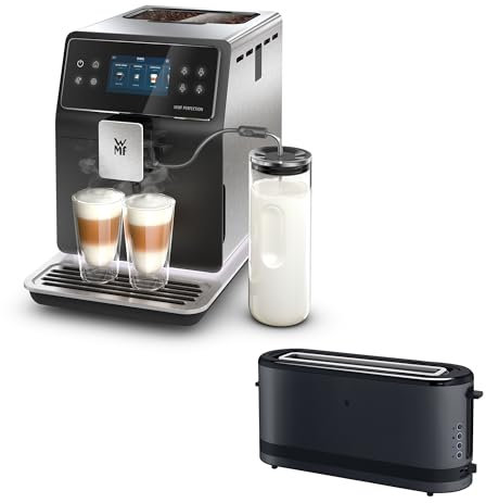 WMF Perfection 880L Kaffeevollautomat mit Milchsystem,18 Getränkespezialitäten, Double Thermoblock, Edelstahl-Mahlwerk & Küchenminis Deep Black Langschlitztoaster