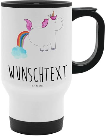 Mr. & Mrs. Panda Personalisierter Thermobecher Einhorn Pupsen - Personalisierte Geschenke, Thermobecher Selbst Gestalten, Thermobecher Für Tee