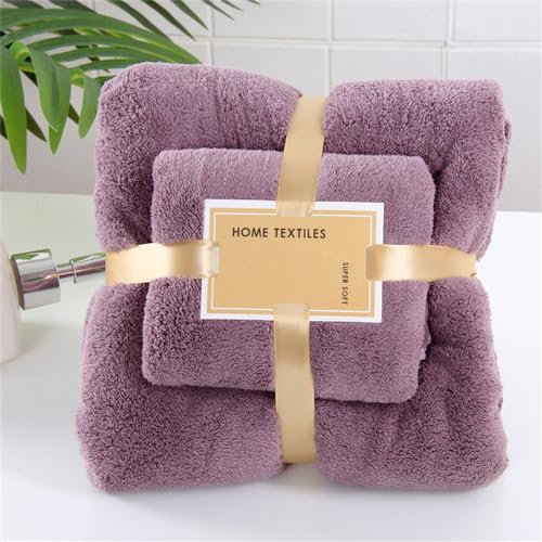 Treer Suave Juego de Toallas de Baño Completo, 1 Toallas Baño Grandes + 1 Manos, Toallas de Secado Rápido, Toallas de Tacto, para Baños, Piscinas, Hotel (Morado Oscuro)