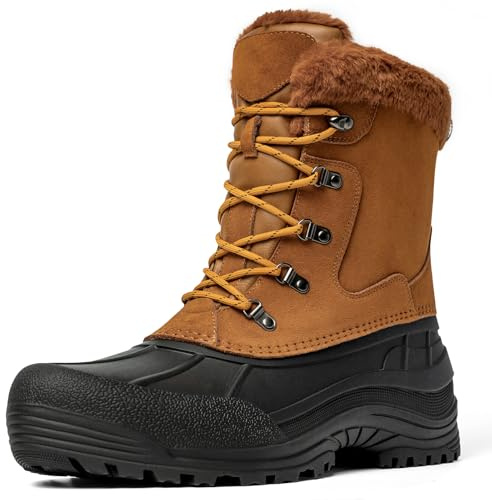 Kelway Winterstiefel Herren Wasserdicht Winterschuhe Herren Schneestiefel Winter Boots Outdoor Schneeschuhe für Wandern Arbeit Camping, Braun 44