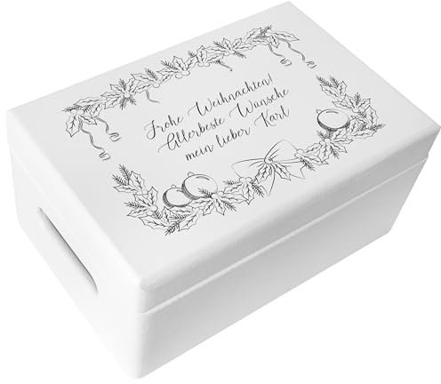 Creative Deco Weiße Weihnachtsgeschenke Personalisiert Holzkiste - Textrahmen Minimalistisch | Wunschtext Weihnachten Geschenke | Dein Eigener Wünsche Text Individuelle Geschenk | Weihnachtsdeko