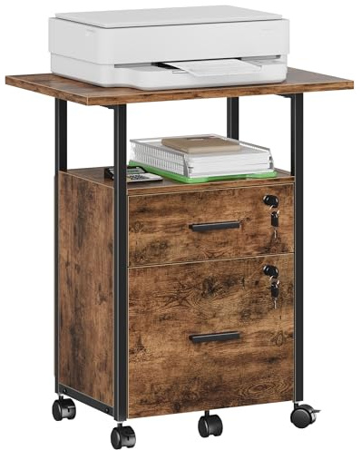 GYIIYUO 2 Wood Drawer Lockable File Cabinet with 22'' Extended Desktop