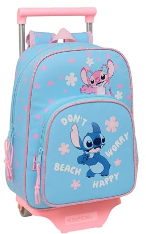 safta Stich Happy Kinderrucksack mit Trolley 705, ideal für Kinder verschiedener Altersgruppen, bequem und vielseitig, Qualität und Widerstandsfähigkeit, 26 x 11 x 34 cm, Himmelblau, M, Casual