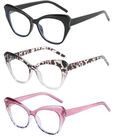 ZhongShuang 3 Stück Blaulichtfilter Brille, Anti Blaulicht Blue Light Blocking Glasses Set, Fake Brille Ohne Stärke Herren and Damen Bildschirmbrille Mit Blaulichtfilter