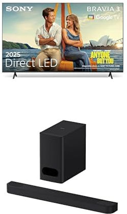 Sony Kit Cine en casa con Sonido Envolvente Dolby Vision/Atmos y DTS:X, TV BRAVIA 3 de 75, LED, Google TV (2025) y Barra de Sonido Bravia Theatre Bar 6 con subwoofer