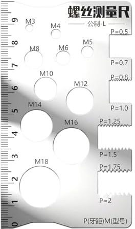 Gabarit de vis, jauge de mesure de boulon, écrou, règle de fendage en acier inoxydable, outil de mesure pour vis, écrous, filetages