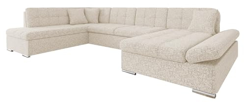 Mirjan24 Ecksofa Bergen Design Eckcouch mit Schlaffunktion und Bettkasten, Regulierbare Armlehnen, U-Form Sofa vom Hersteller, Wohnlandschaft (Bella 05, Ecksofa: Rechts)