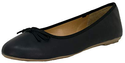 Fitters Footwear That Fits Damen Ballerina Lina PU Klassische Ballerinas Lederimitat Basic Übergröße (45 EU, schwarz)