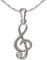 CLEVER SCHMUCK Notenschlüssel Halskette Anhänger kleiner Notenschlüssel Musik 20 mm mit Zirkonia & Kette Singapur 45 cm 925 Sterling Silber 925 für Damen Mädchen in Geschenkfaltbox
