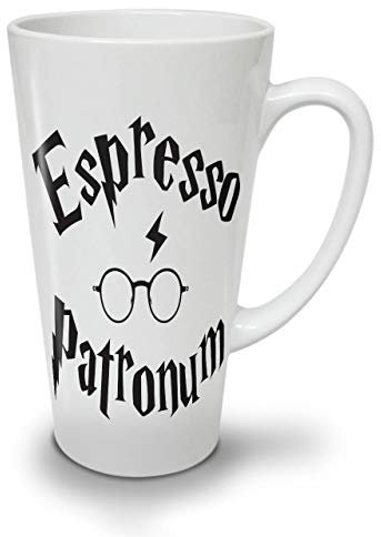 wellcoda caffè Espresso Patronum Tazza di Latte, Regalo Tazza di caffè - Comodo Manico, Stampa a Due Lati, Ceramica Robusta