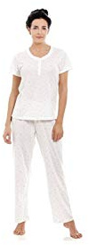 Camille Womens Short Sleeved Glitter Heart Pyjama Set - Ladies Lightweight & Breathable Full Length Pyjama with Elasticated Waist Bottoms