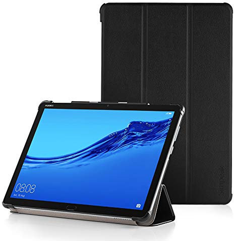 Simpeak Housse Coque Compatible pour Huawei MediaPad M5 Lite 10.1 Etui de Protection - avec Fonction Stand et Auto Réveil/Sommeil,Noir