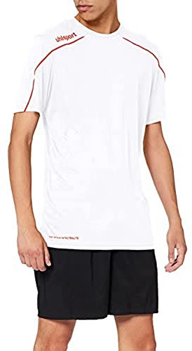 Uhlsport Stream 22 Short Sleeve Jersey Junior, Dark Grey Melange/Black, Moisture Wicking Crew Neck Dry Tech Kids, Size 30/32