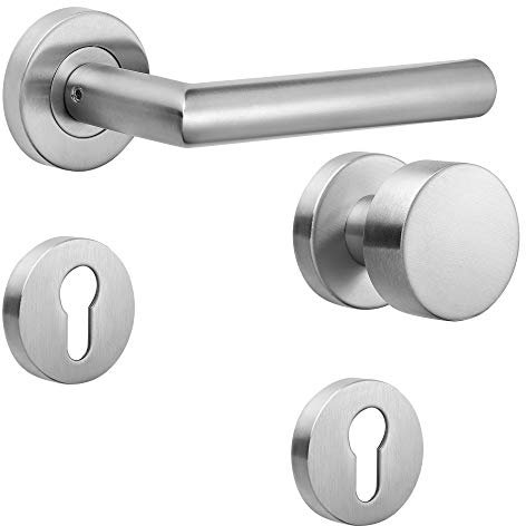 ck-tuerbeschlaege Drückergarnitur New Orleans | Gebrauchskategorie 4 gem. DIN EN 1906 | V2A Edelstahl matt | WE DIN R Flach