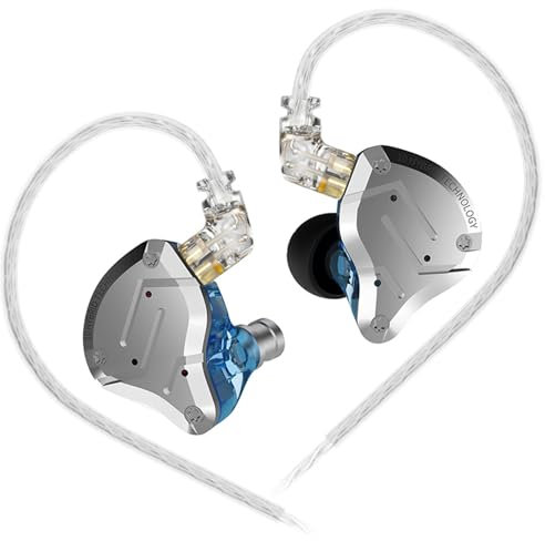 Yinyoo KZ ZS10 PRO in-Ear Headphones HiFi Noise-isolating in Ear Monitor Earbuds Earphones High Fidelity Metal Ear Buds with 1DD 4BA Drivers (Blue, No mic)