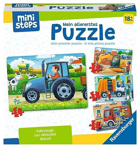 Ravensburger ministeps 4194 Mein allererstes Puzzle: Fahrzeuge - 4 erste Puzzles mit 2-5 Teilen, Spielzeug ab 18 Monate