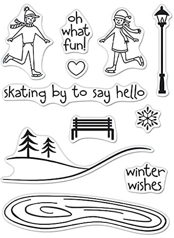 Hero Arts CM528 Skating by to Say Hello Stempel-Set, transparent, 3 x 4