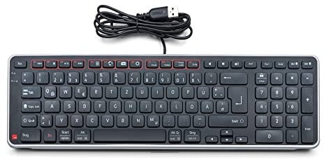 Contour Balance Keyboard | Kabelgebundene Tastatur | QWERTZ Layout | Super Flache Computertastatur | Nummernblock + Mediatasten | Für Zuhause und Arbeit | Für Windows und Mac