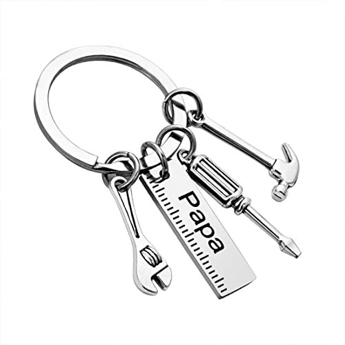 Cadeau de fête des pères Porte clé Papa, Acier Inoxydable Porte Clef, Porte-clés pour Papa Anniversaire, Porte-clés 4 en 1 Keychain Homme Amour Paternel Pendentif, Noël