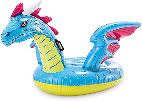 giocolandia Drago Gonfiabile Cavalcabile con Maniglie Piscina Mare 201x191 cm, blu