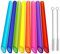 ALINK Lot de 8 pailles réutilisables Boba en plastique, design pointu, pailles à smoothie colorées de 25,4 cm de long avec 2 brosses de nettoyage