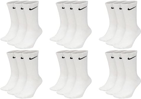 Nike 9 Paar Everyday Lightweight Crew SX7676 Tennis Socke weiß schwarz grau, Farbe:weiß, Größe:42-46