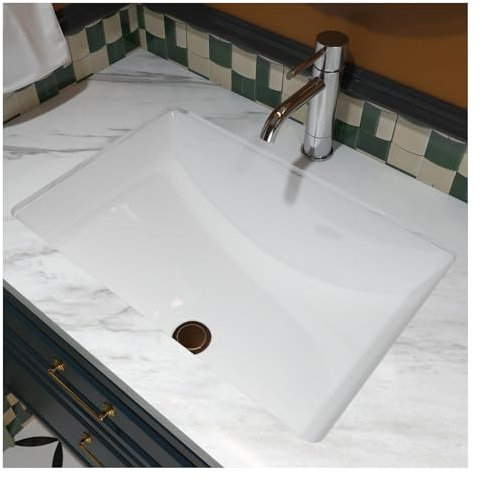 MEJE #202E Lavabo rectangulaire encastrable en céramique Blanc pur 60 x 40 cm
