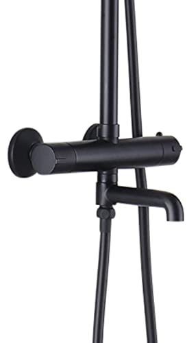 ENKI, Dune, T117, Contemporary 3 Shower Outlet, Thermostatic Bar Shower Mixer Valve, Thermostatic Bath Shower Mixer Tap, Black