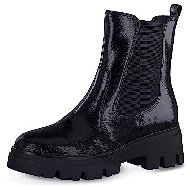 Tamaris COMFORT Damen Chelsea Boots mit Reißverschluss Comfort Fit, Schwarz (Black Patent), 40 EU