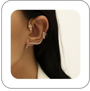 Inilbran Boho Kristall Schlange Ohr Manschette Ohrringe Gold Schlange Manschette Wrap Crawler Ohrringe Gothic Cz Schlange Crawler Kletterer Ohrring Vintage Tier Ohrstecker Schmuck für Frauen