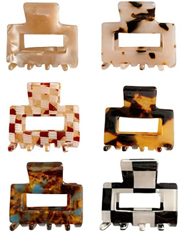 LEEQ Pelo Pequeñas, Pinzas Pelo Mujer, Mini Pinzas Pelo Niña Cuadradas Antideslizantes, Clips Pelo Mujeres de Carey Leopardo Accesorios Pelo Mujer(6 Pinzas)