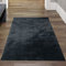 Teppich Vorleger Garderobe Schrank oder Spiegel, weicher Flokati Badezimmer waschbar, in schwarz, 80x150 cm