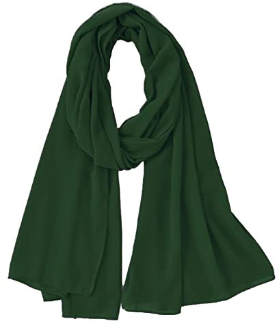 OgLuxe Women Ladies Breatheable Solid Soft Chiffon Fashion Scarf Shawl Wrap Dark Green
