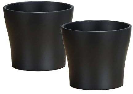 scheurich 2er Set Klassisch Anthrazit Keramik Pflanztöpfe - 21,1 cm Dekorative Töpfe für Zimmerpflanzen - Wasserfeste & UV-beständige Pflanzgefäße - Langlebiges, bruchfestes Design - Made in Germany