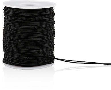 Elastic Cord, GLADFRESIT 1mm Round Beading Cord Thread Bracelet String Rope for Jewellery Making, DIY Crafts 100m (Black)