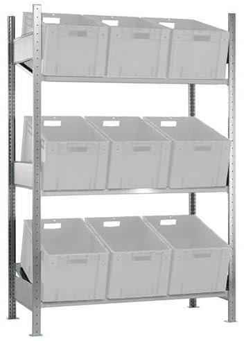 Schrägbodenregal für Behälter und Kisten - Grundregal HxBxT 2.000 x 1.300 x 600 mm