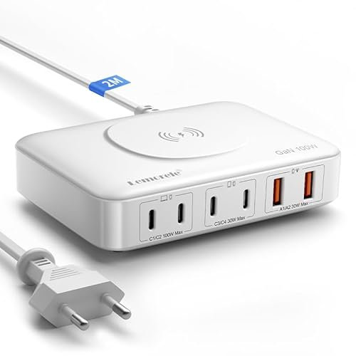 USB C Ladegerät 100W,Lemorele Mehrfach USB C Netzteil 7-in-1 GaN Charger,PD Netzteil 100W kompatibel mit iPhone 15 Pro Max/15 Pro/14 Pro/14 Pro Max, MacBook Pro/Air M2 2022, Galaxy S23 Ultra, S23
