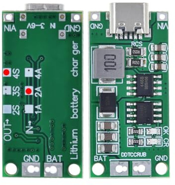Hailege 2pcs Multi-Cell 2S 3S 4S Step-Up Boost LiPo Polymer Li-Ion Ladeplatine USB-C bis 8,4 V 12,6 V 16,8 V (4S 2A) 7,4 V 11,1 V 14,8 V 18650 Lithium-Batterie-Boost-Modul Typ C