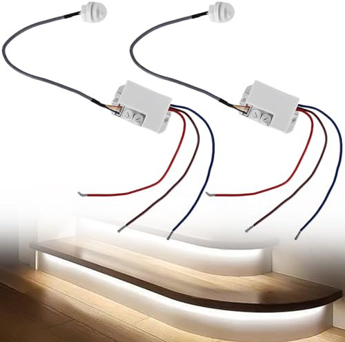 2 Stück Mini Infrarot Bewegungsmelder, 120° Detektion 6m 230V, Bewegungsmelder Aussen und Innen, Bewegungsmelder für den LED Innen und Außenbereich Präsenzmelder mit Tageslichterkennung Einstellbar