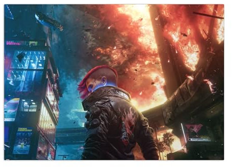 Displate Offiziell Cyberpunk 2077 MetallPoster Magnetische Befestigung Inklusive Lizenziert Bilder Hochwertiges Poster Cyberpunk 2077 2077 Moments Next Gen