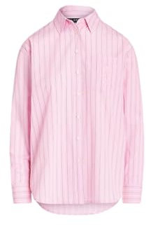 Lauren Ralph Lauren Chemise à Manches Longues en Popeline Rayée Relaxed-Fit Brawley 200932627, rose, X-Small