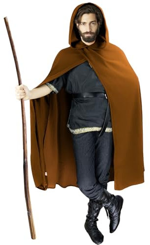 FSUJWOA braun Renaissance Kapuzenumhang mittelalter kleidung herren Hexenmantel mit Kapuze umhang