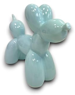 Generico Scultura in Ceramica a Forma di Cane Palloncino - Azzurro, Rosa o Bianco - Decorazione Moderna e Giocosa per la Casa - 23x9x19.2 cm - Idea Bomboniera, Regalo, Arredo Casa (CELESTE)