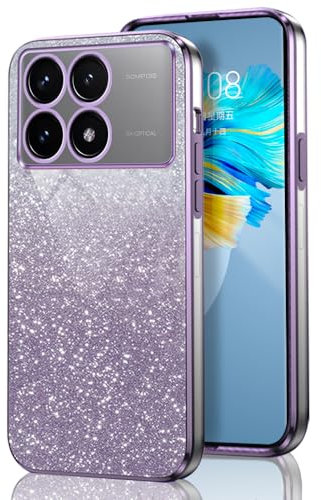 GOGME Glitter Cover per Xiaomi Poco X6 Pro 5G, Tlaio Elettrolitico Silicone TPU Antiurto Trasparente/Brillare Protective Custodia. Nero