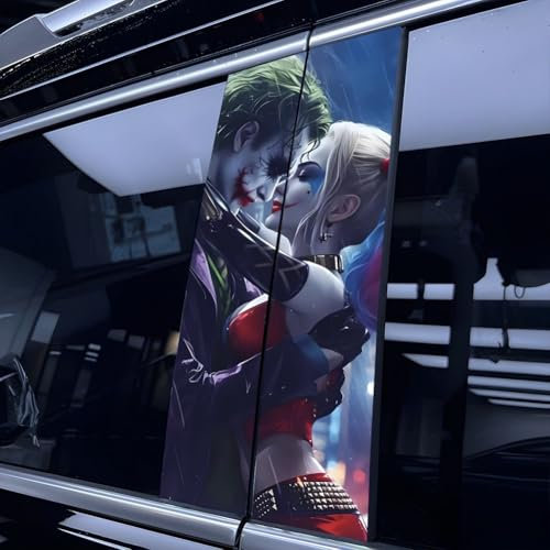 Fouvin Auto Aufkleber, B-Säule Schutz, 1 Set Clown Aufkleber, Schwarz, Cartoon, Vinyl, 2 Count