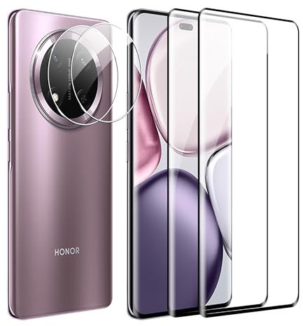 Suttkue for Honor Magic 7 Lite/Honor Magic 7 Lite 5G Screen Protector with Camera Lens Protector, 9H Hardness,Anti-Scratch Tempered Glass flim, Case Friendly, Anti-Fingerprint (2+2 PACK)